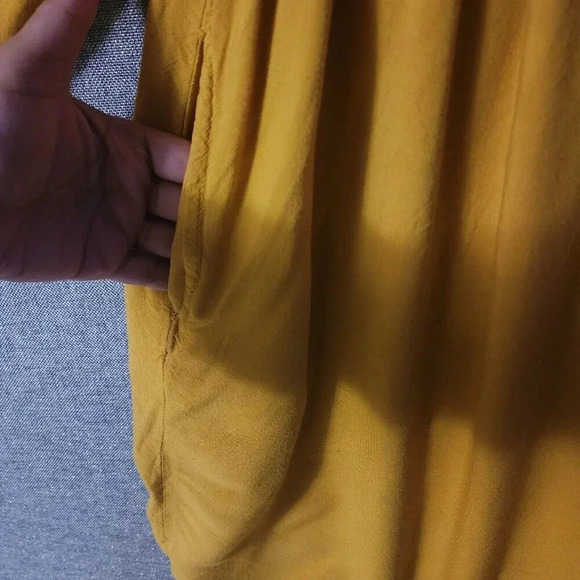 Sangria Dress Women's Large Yellow Embroidered V-Neck Long Sleeve - Picture 8 of 9